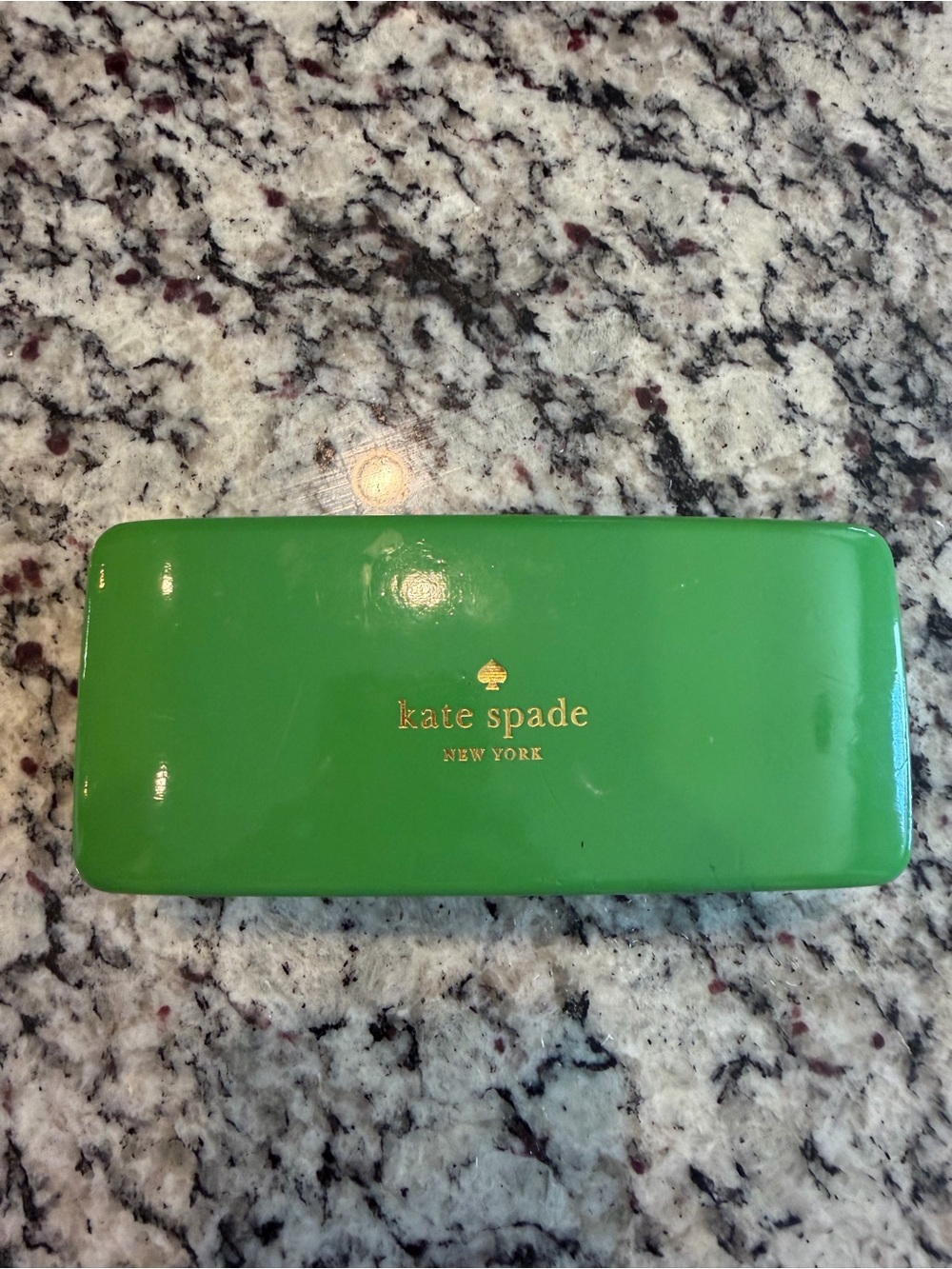 kate spade Bright Green Hard Eyewear Case with Gold Logo only no glasses